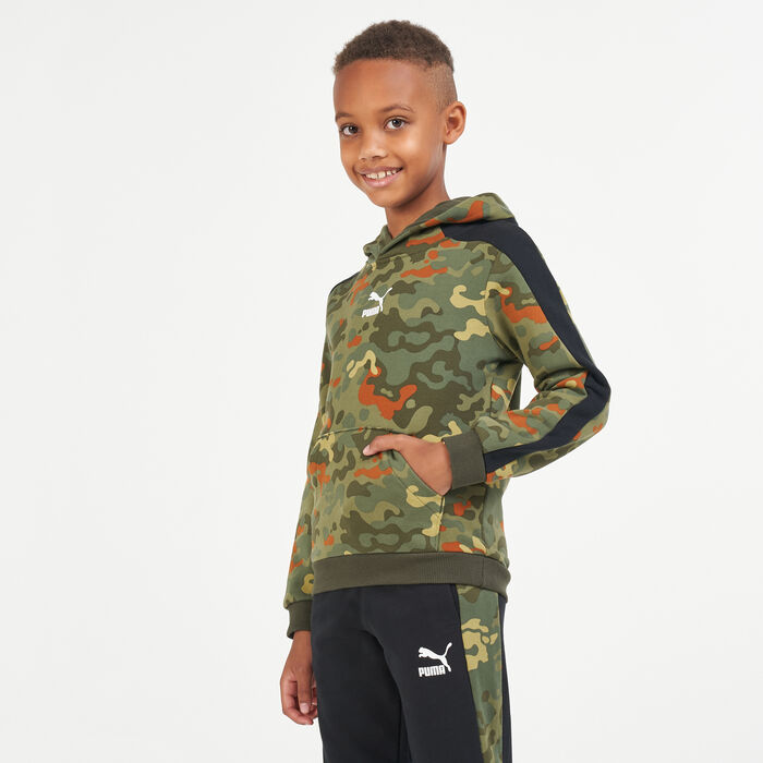PUMA Kids' Classics Graphic Printed Camo Hoodie (Younger Kids) Green PUMA Kids' Classics Graphic Printed Camo Hoodie (Younger Kids) Green image number 0