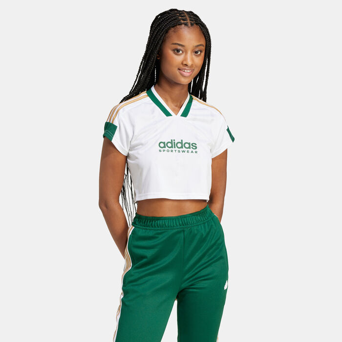 adidas Women's Tiro Cut 3-Stripes Cropped Jersey White image number 0
