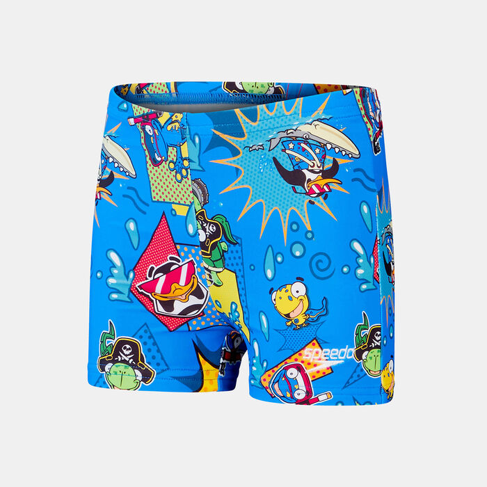 Speedo Kids' Learn To Swim All Over Swimming Shorts Blue image number 0