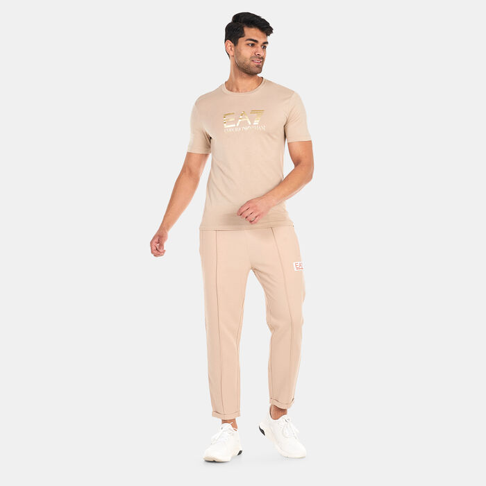 EA7 Emporio Armani Men's Big Logo Sand 7 Lines T-Shirt Beige image number 2