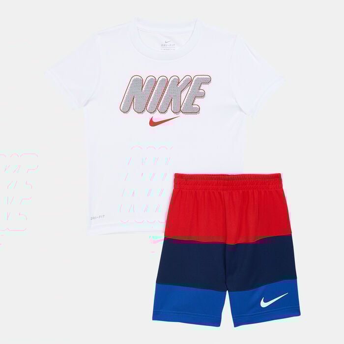 Nike Kids' Dri-FIT T-Shirt & Shorts Set Blue Nike Kids' Dri-FIT T-Shirt & Shorts Set Blue image number 0