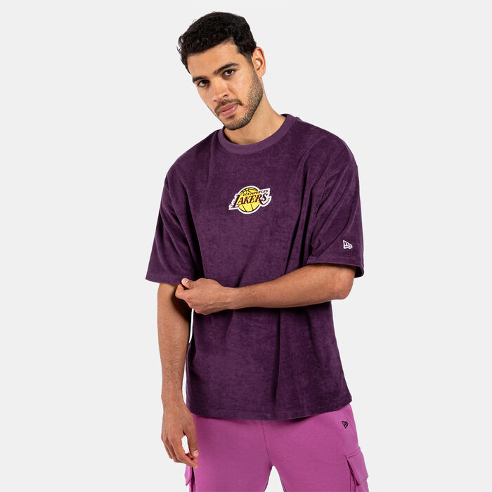 New Era Men's NBA Los Angeles Lakers Lifestyle Velour T-Shirt Purple New Era Men's NBA Los Angeles Lakers Lifestyle Velour T-Shirt Purple image number 0