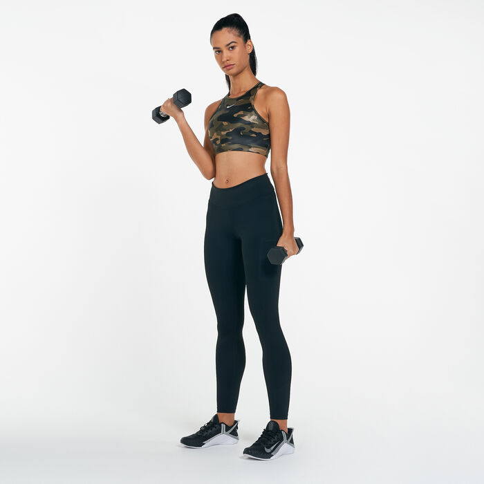 Nike Women's Dri-FIT High Neck Camo Sports Bra Green image number 2