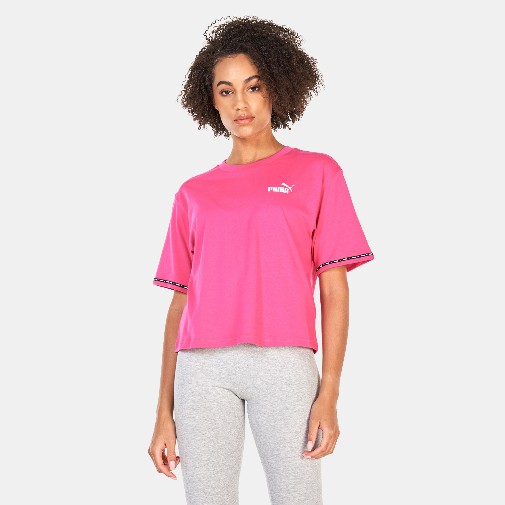 Puma tape logo cropped tee best sale