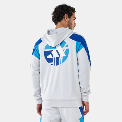 adidas Men's Studio Lounge Graphic Full-Zip Hoodie White
