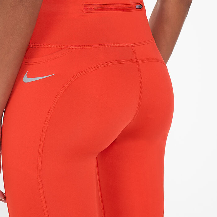 Nike Women's Fast Mid-Rise Crop Running Leggings Red image number 3