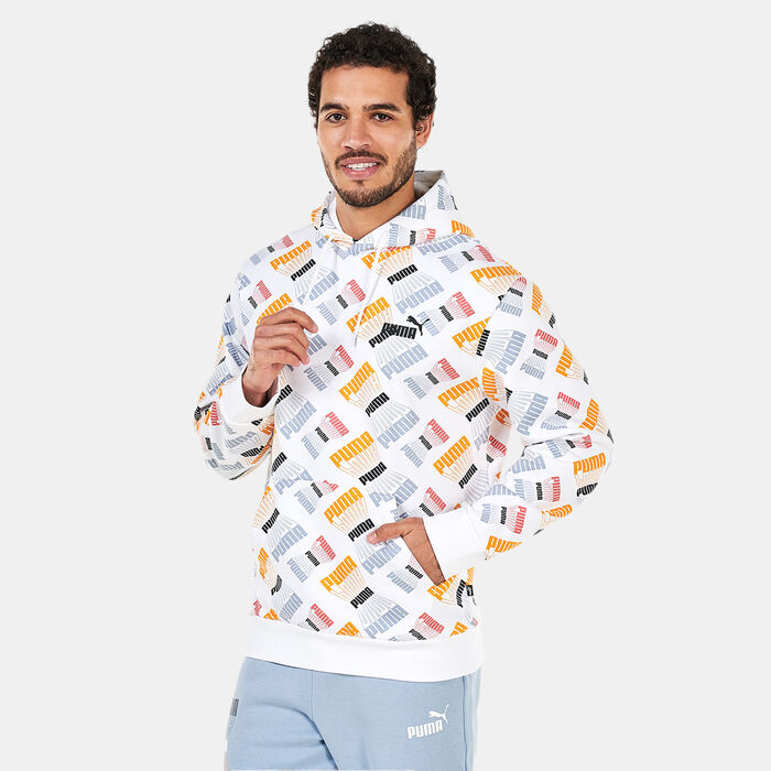 PUMA Men's Logo Repeat Allover Print Hoodie White PUMA Men's Logo Repeat Allover Print Hoodie White image number 0
