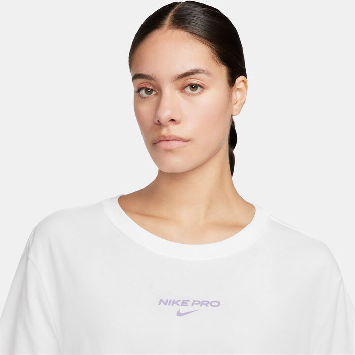 Nike Women's Pro Dri-FIT Cropped Tee White Nike Women's Pro Dri-FIT Cropped Tee White image number 2