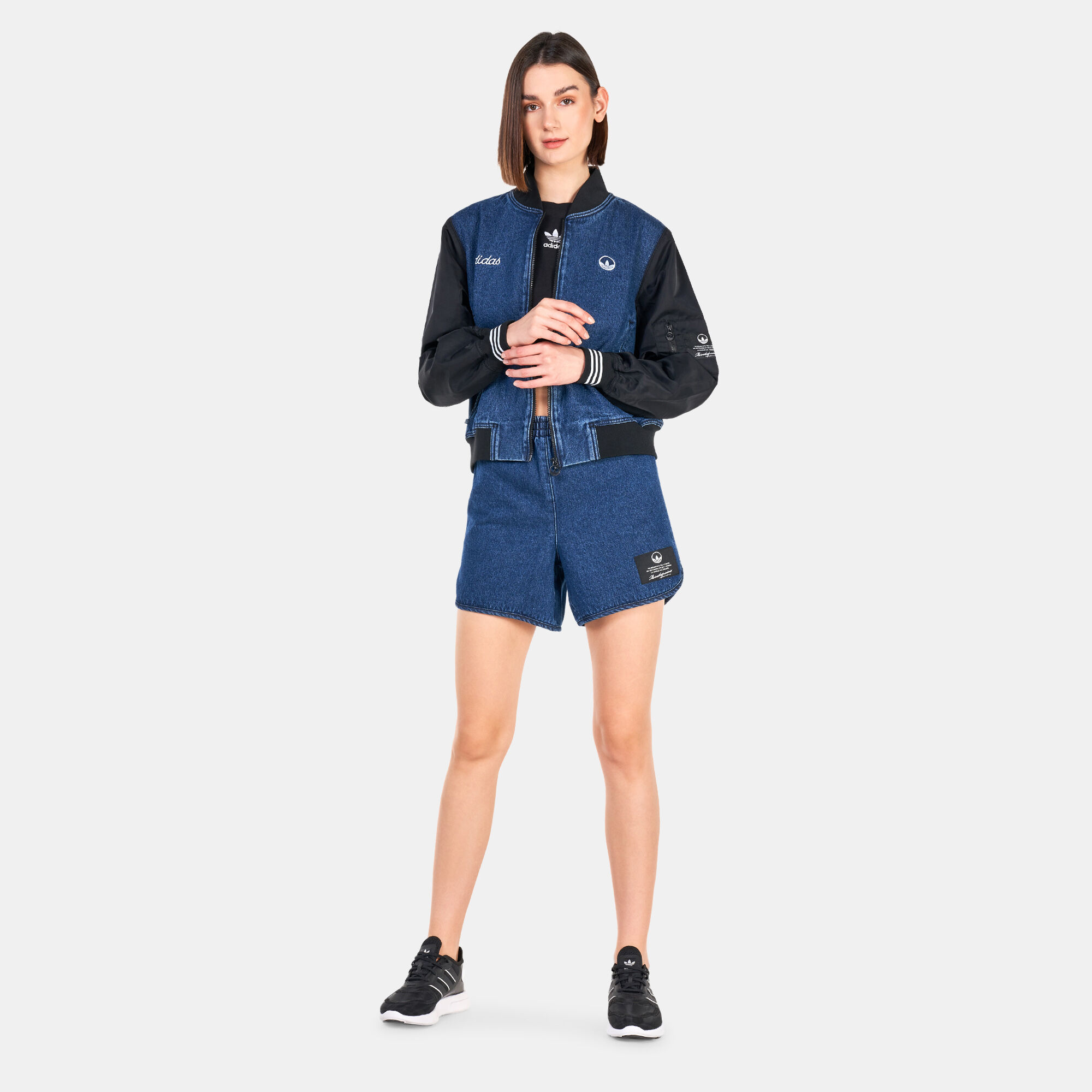Women s Mid Waist Denim Shorts Blue adidas Originals in Qatar SSS