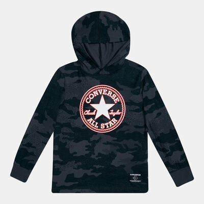 Converse Kids' Jungle Camo Hooded Long-Sleeve T-Shirt Black