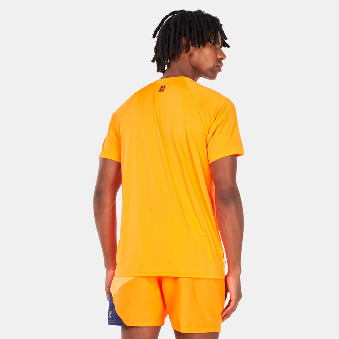 Nike Swim Men's Outline Logo Rashguard Orange Nike Swim Men's Outline Logo Rashguard Orange image number 1
