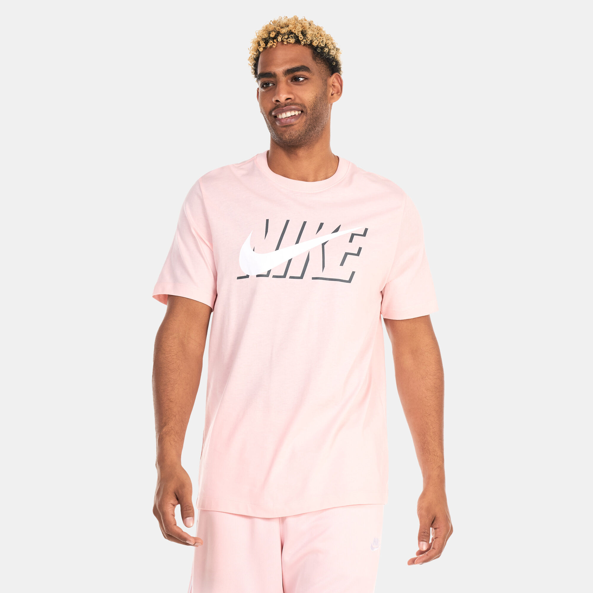 Pink nike swoosh t shirt sale