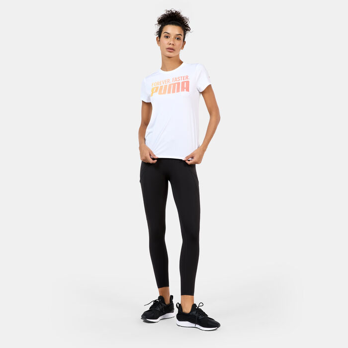 PUMA Women's Run Fav Graphic Running T-Shirt White PUMA Women's Run Fav Graphic Running T-Shirt White image number 2