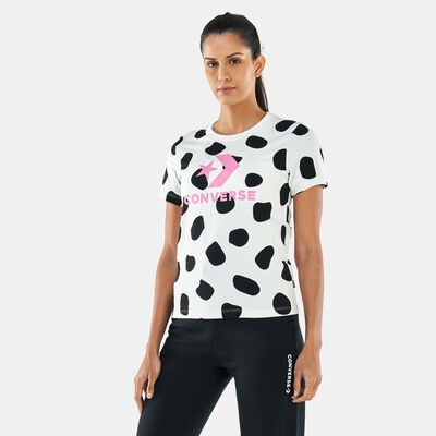 Converse Women's Exploded Cheetah Stand Out Allover Printed T-Shirt Multi