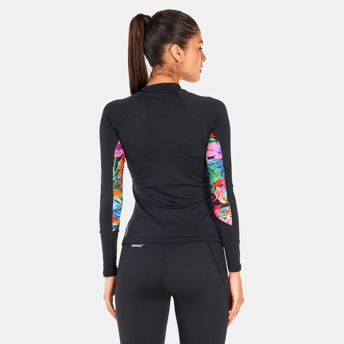 Speedo Women's Printed Long Sleeve Rashguard Black image number 1