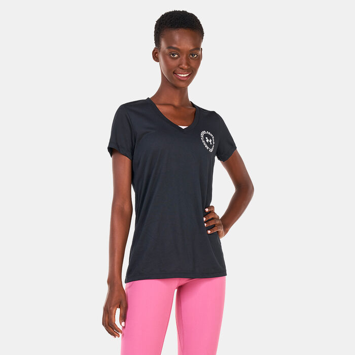 Under Armour Women's UA Tech™ Crest T-Shirt Black Under Armour Women's UA Tech™ Crest T-Shirt Black image number 0
