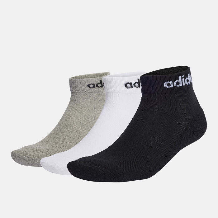 adidas Men's Linear Cushioned Ankle Socks (3 Pack) Grey image number 0