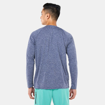 Nike Swim Men's Heathered Long-Sleeve Hydroguard Swim Shirt Blue