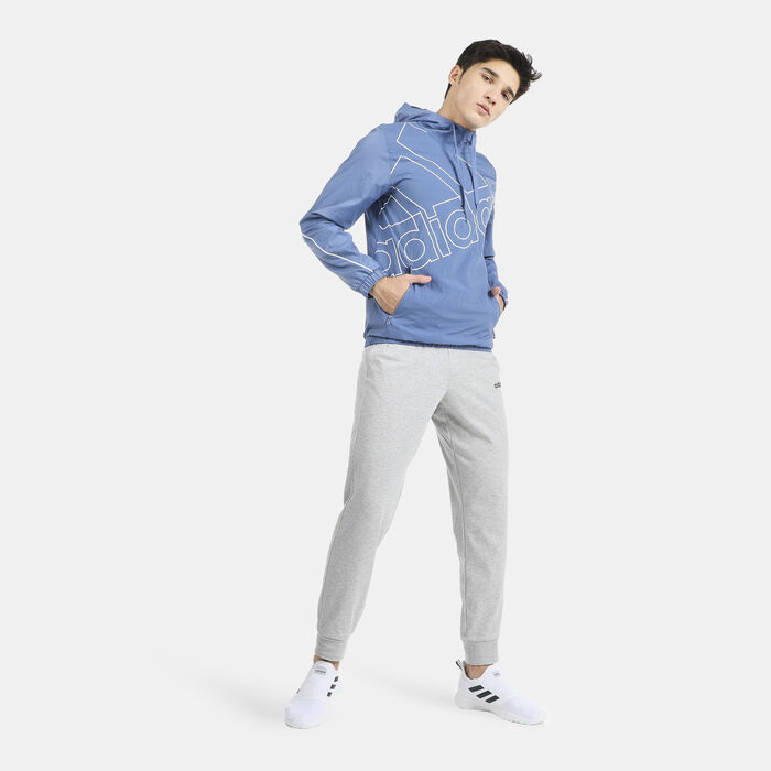 adidas Men's Essentials Giant Logo Windbreaker Hoodie Blue adidas Men's Essentials Giant Logo Windbreaker Hoodie Blue image number 2