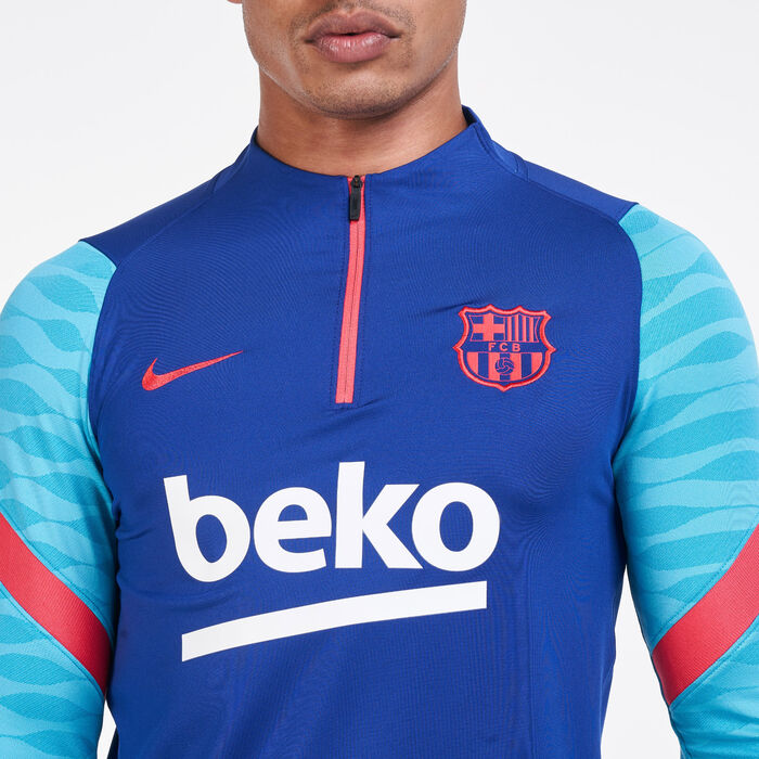 Nike Men's FC Barcelona Dri-FIT Strike Football Drill T-Shirt Blue Nike Men's FC Barcelona Dri-FIT Strike Football Drill T-Shirt Blue image number 3