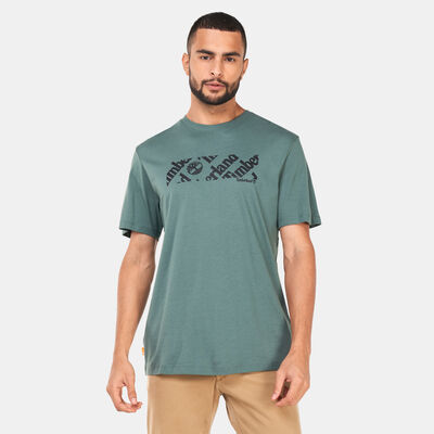 Timberland Men's Linear Logo Print T-Shirt Green