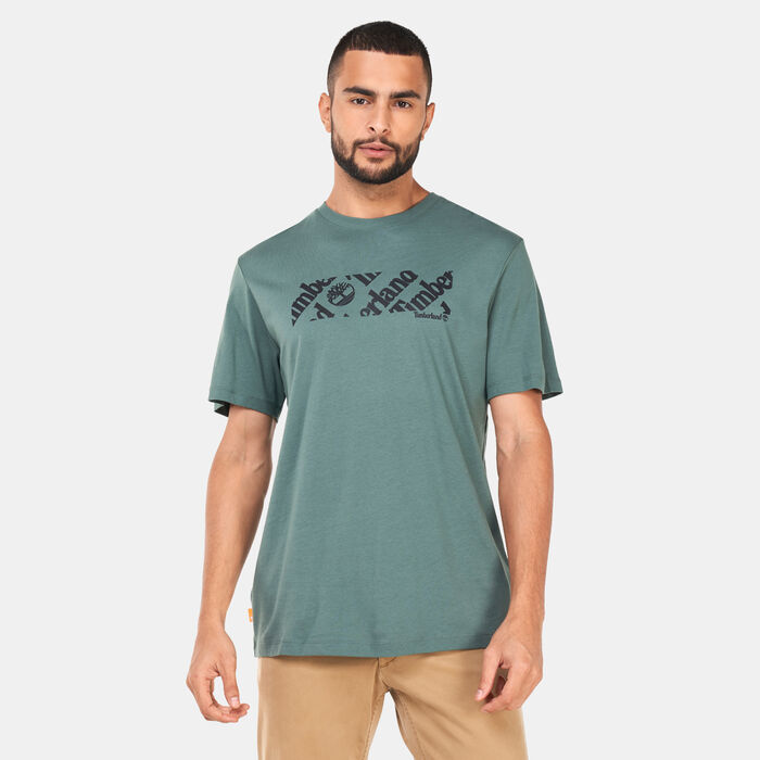 Timberland Men's Linear Logo Print T-Shirt Green image number 0