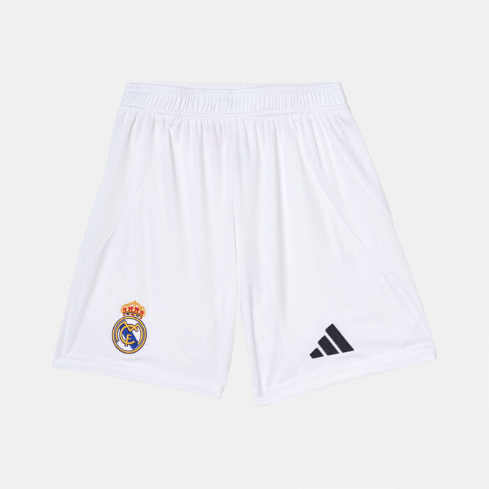 adidas Kids' Real Madrid Home Football Shorts - 2024/25 White adidas Kids' Real Madrid Home Football Shorts - 2024/25 White image number 0