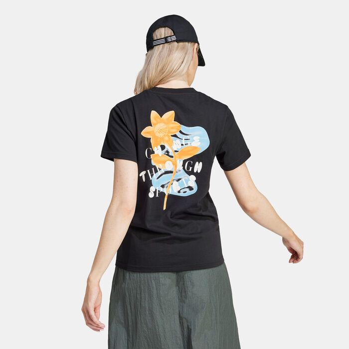 adidas Women's Flower Pack Graphic T-Shirt Black adidas Women's Flower Pack Graphic T-Shirt Black image number 1