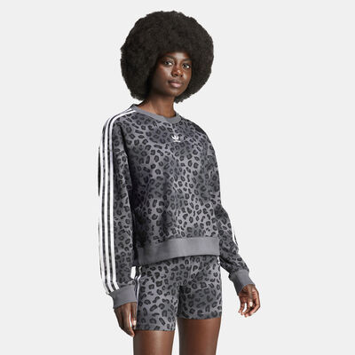 adidas Originals Women's Leopard Luxe Trefoil Sweatshirt Grey adidas Originals Women's Leopard Luxe Trefoil Sweatshirt Grey