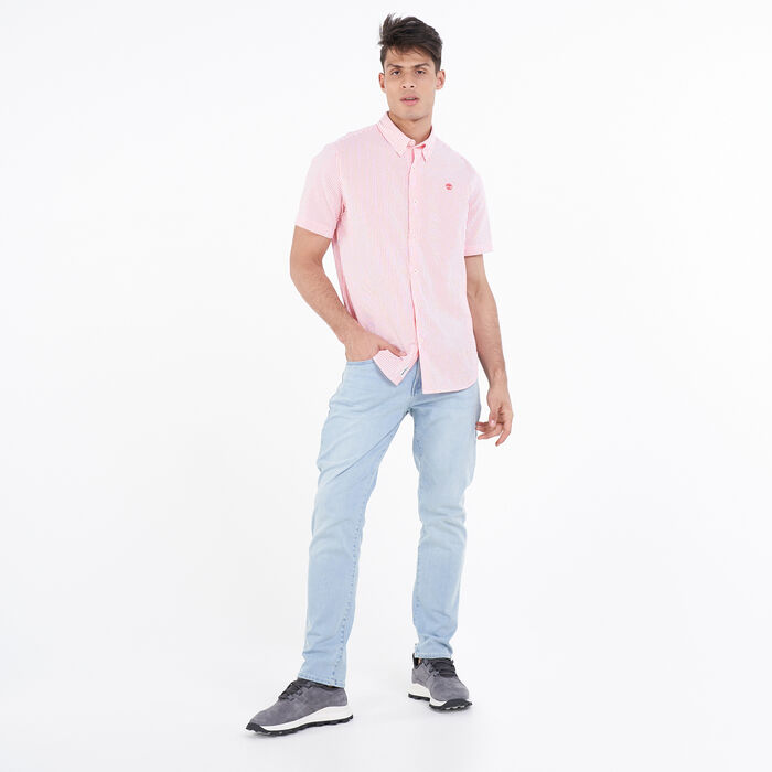 Timberland Men's New Seersucker Shirt Red image number 2