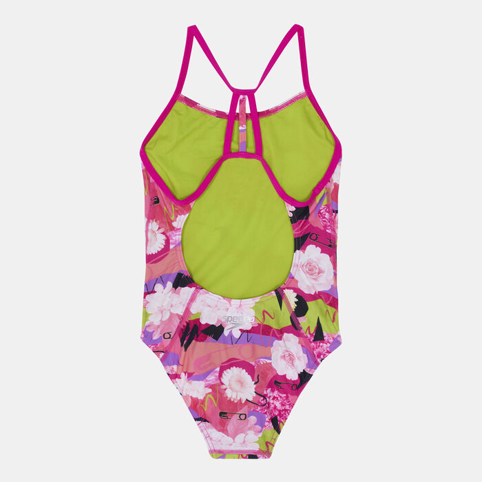 Speedo Kids' Punk Floral Lane Line Back Allover Print Swimsuit Multi Speedo Kids' Punk Floral Lane Line Back Allover Print Swimsuit Multi image number 1