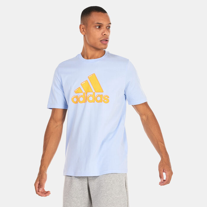 adidas Men's Logo Pen Fill Graphic T-Shirt Blue adidas Men's Logo Pen Fill Graphic T-Shirt Blue image number 0