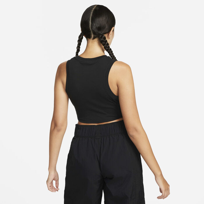 Nike Women's Sportswear Chill Tight Cropped Mini-Rib Tank Top Black Nike Women's Sportswear Chill Tight Cropped Mini-Rib Tank Top Black image number 1