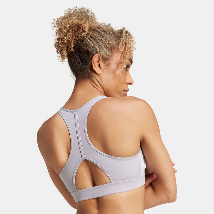 adidas Women's Powerreact Medium-Support Training Sports Bra Grey image number 4