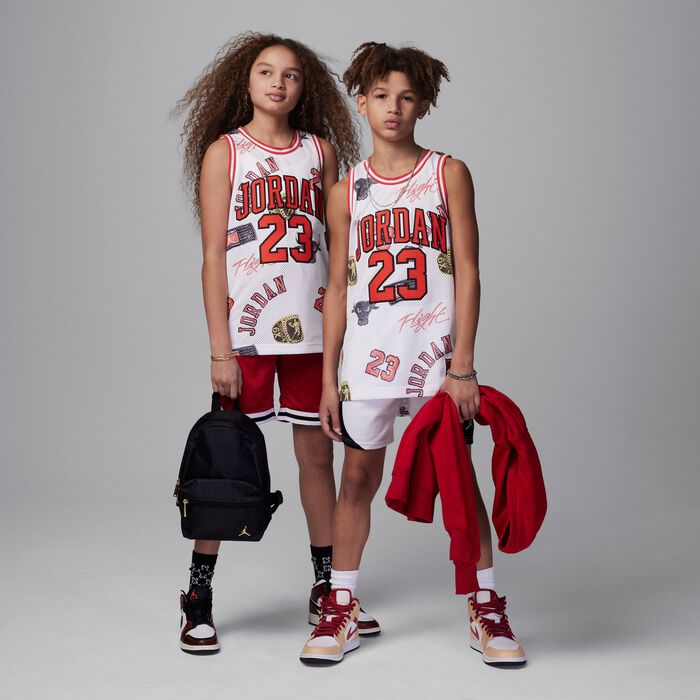 Jordan Kids' 23 Striped Jersey Top White Jordan Kids' 23 Striped Jersey Top White image number 2