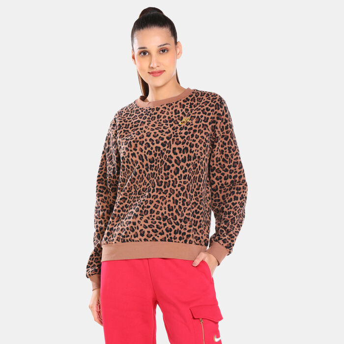 Nike Women's Sportswear Fleece Crew Sweatshirt Brown Nike Women's Sportswear Fleece Crew Sweatshirt Brown image number 0