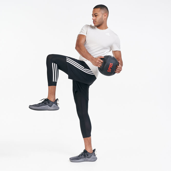adidas Men's Techfit 3/4 3-Stripes Tights Black adidas Men's Techfit 3/4 3-Stripes Tights Black image number 2