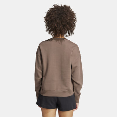 adidas Women's ALL SZN French Terry 3-Stripes Sweatshirt Brown adidas Women's ALL SZN French Terry 3-Stripes Sweatshirt Brown