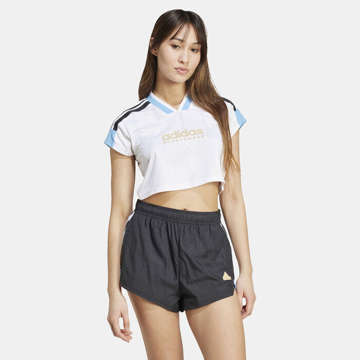 adidas Women's Tiro Cut 3-Stripes Cropped Jersey White image number 0