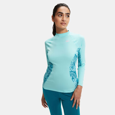Speedo Women's Graphic Printed Long Sleeve Rashguard Blue Speedo Women's Graphic Printed Long Sleeve Rashguard Blue