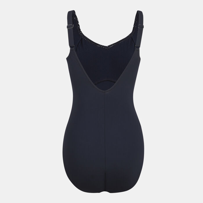 Speedo Women's ContourLustre Printed Swimsuit Blue Speedo Women's ContourLustre Printed Swimsuit Blue image number 1