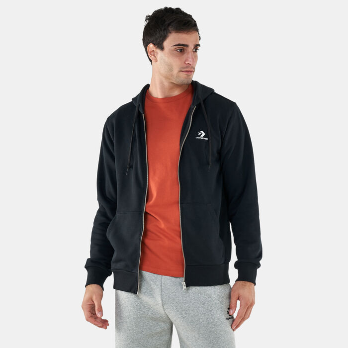 Converse Men's Embroidered Star Chevron Full-Zip Hoodie Black image number 0
