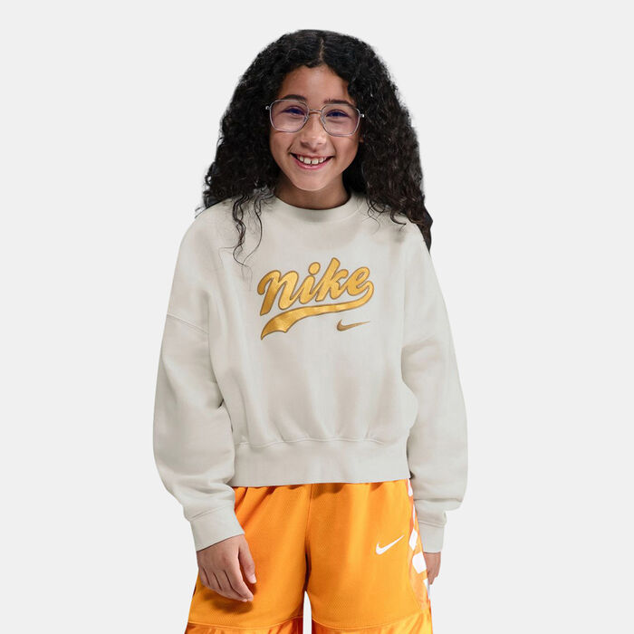 Nike Kids' Sportswear Trend Fleece Cropped Hoodie Ivory image number 0