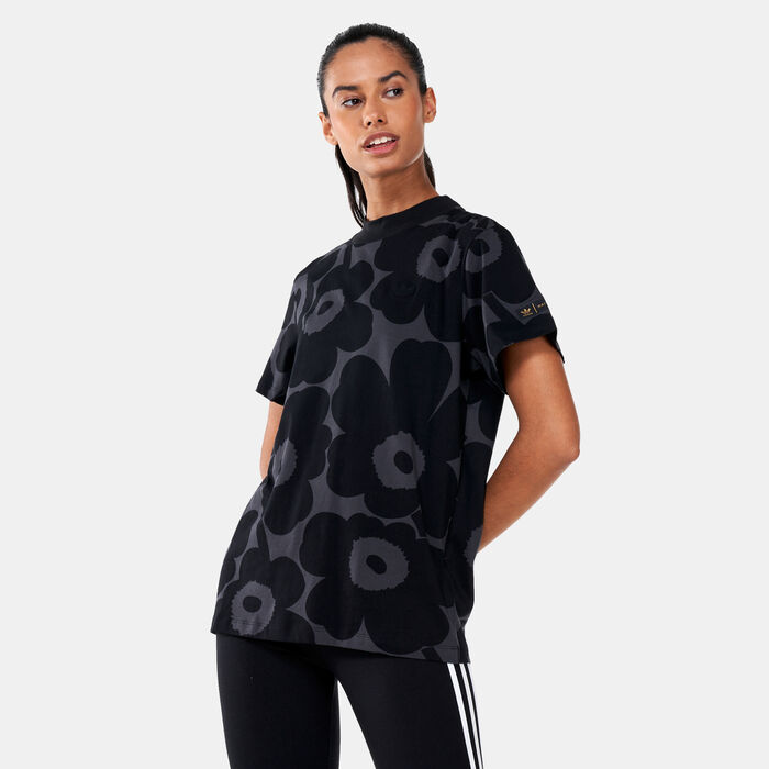 adidas Originals Women's Marimekko Allover Print T-Shirt Black image number 0