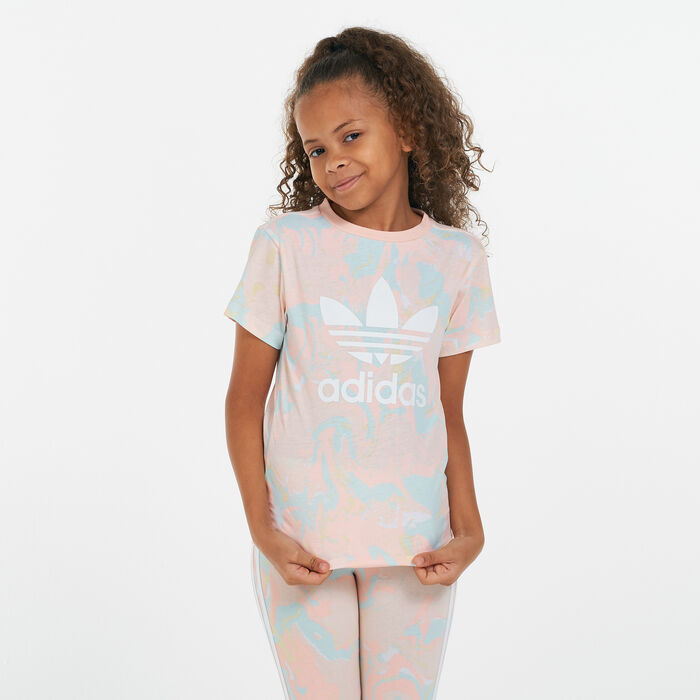 adidas Originals Kids' Marble Allover Print T-Shirt Pink adidas Originals Kids' Marble Allover Print T-Shirt Pink image number 0