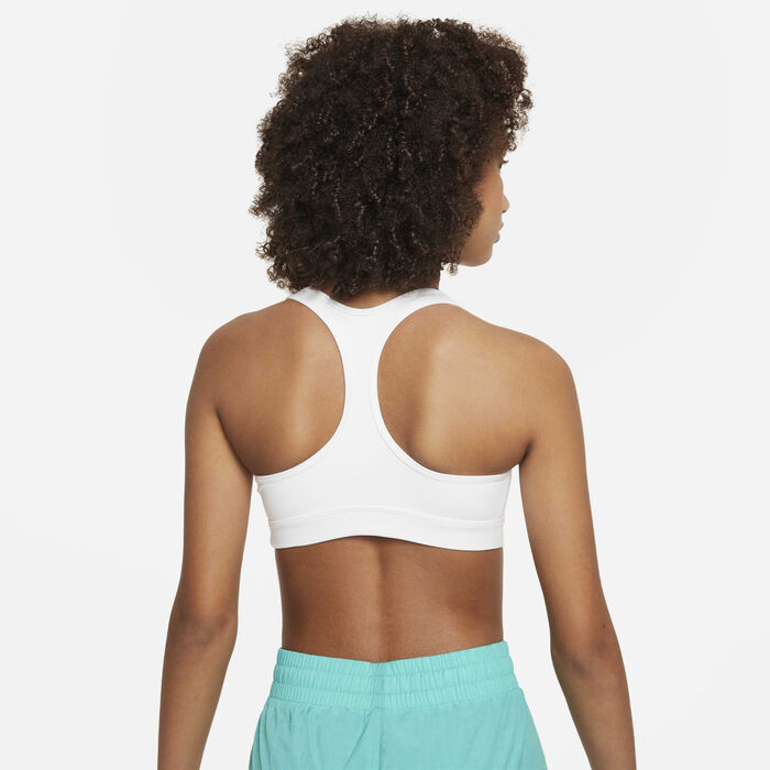 Nike Kids' Swoosh Medium-Support Sports Bra White image number 1