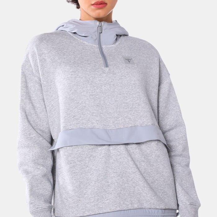 Under Armour Women’s Project Rock Fleece Hoodie Grey Under Armour Women’s Project Rock Fleece Hoodie Grey image number 3