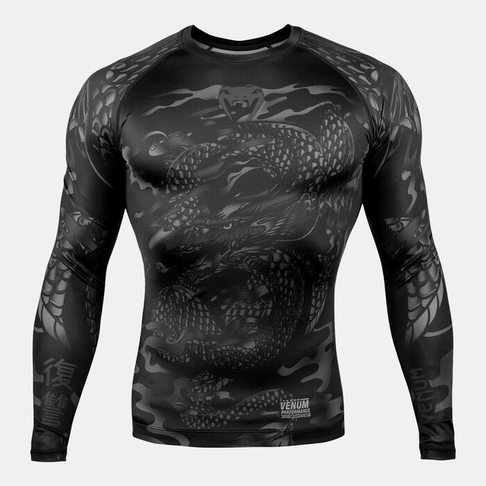 Venum Men's Dragon's Flight Long Sleeve Rashguard T-Shirt Black Venum Men's Dragon's Flight Long Sleeve Rashguard T-Shirt Black image number 1