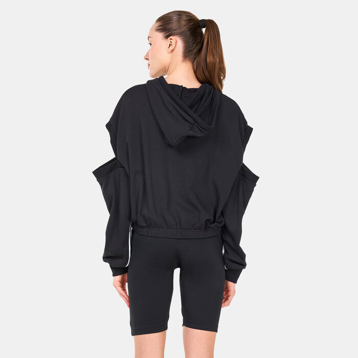 adidas Women's Hyperglam 3-Stripes with Cutout Detail Hoodie Black adidas Women's Hyperglam 3-Stripes with Cutout Detail Hoodie Black image number 1