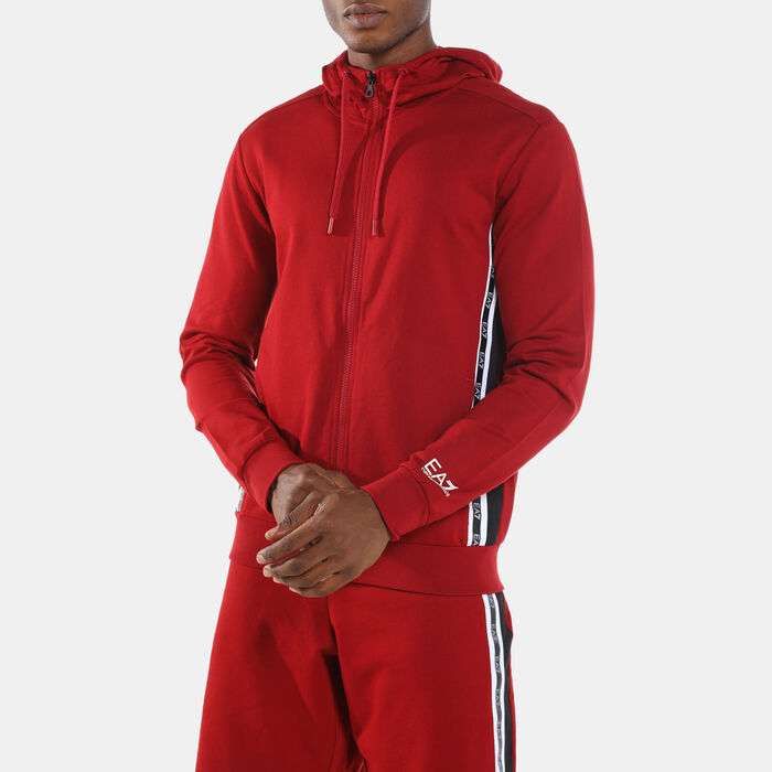 EA7 Emporio Armani Men's Train Logo Series Extended Logo Hoodie Red EA7 Emporio Armani Men's Train Logo Series Extended Logo Hoodie Red image number 3